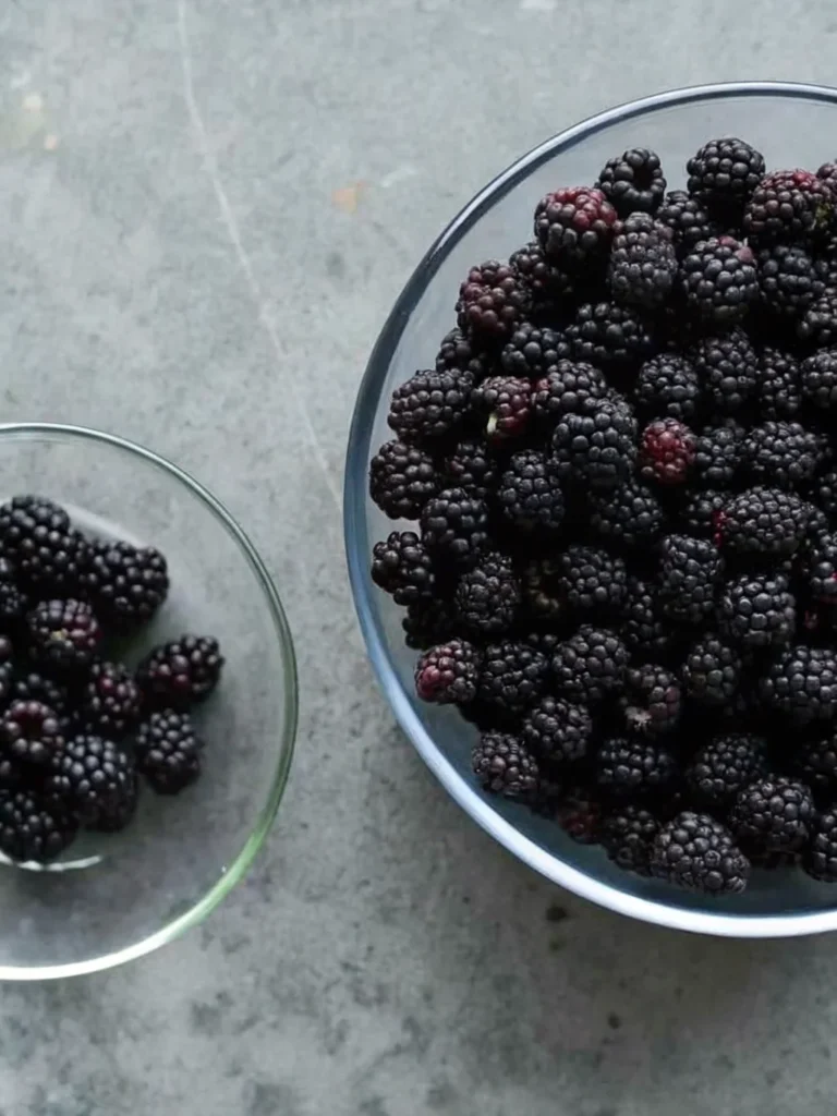 A glass jar filled with homemade blackberry jam, surrounded by fresh blackberries and lemon halves—perfect for easy jam recipes and fruit preserves.