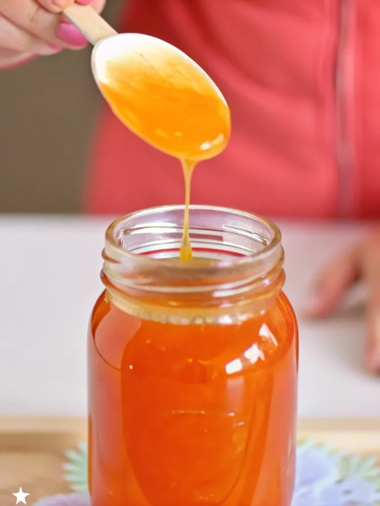 Homemade apricot jam in glass jars with fresh apricots and ingredients on rustic wooden table
