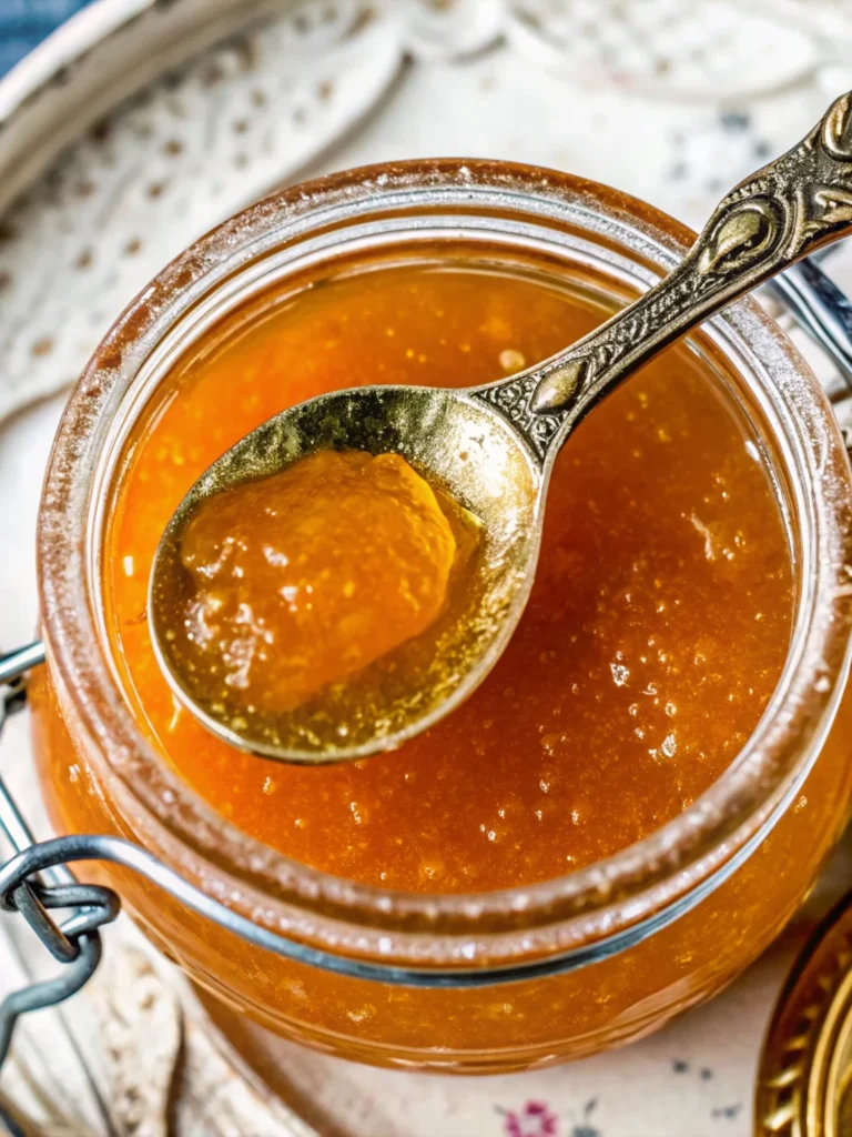 Homemade crab apple jam in glass jars with fresh crab apples and cinnamon stick on rustic wooden table