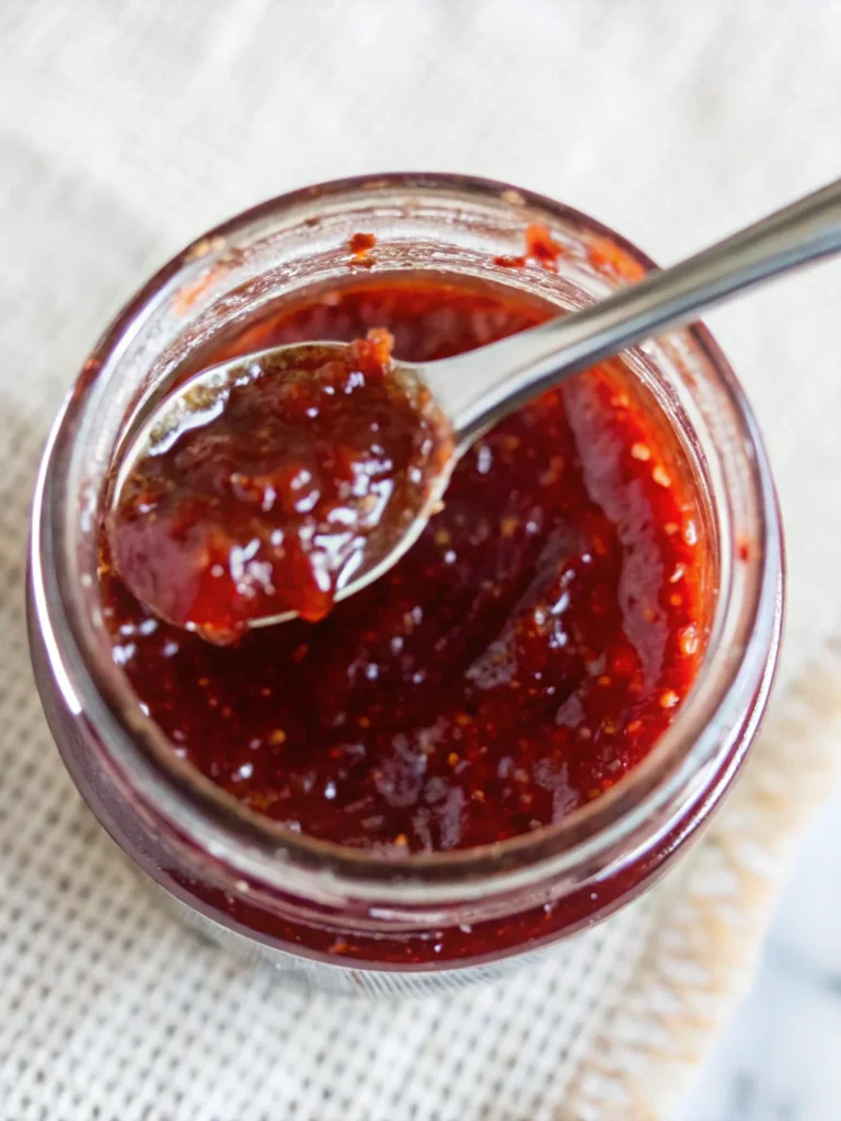 Easy homemade strawberry jam canning recipe showing fresh crushed strawberries, sugar, and pectin ingredients with mason jars and canning supplies for beginners