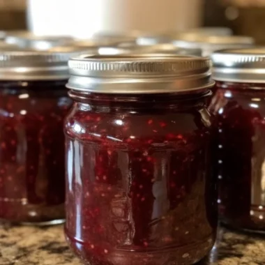 Spiced Christmas jam in glass jars with festive ribbons, featuring christmas jam recipes with cranberries and holiday spices, perfect homemade gift for the holiday season