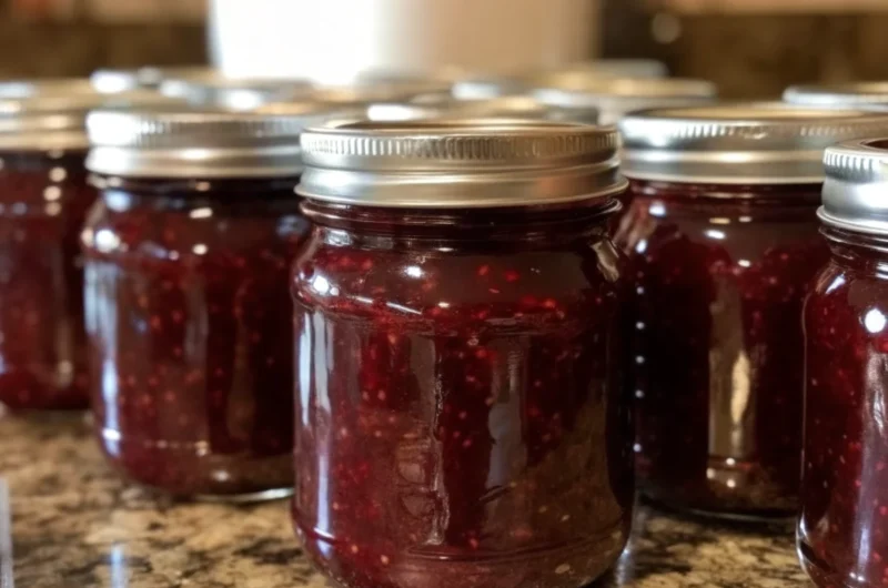 Spiced Christmas jam in glass jars with festive ribbons, featuring christmas jam recipes with cranberries and holiday spices, perfect homemade gift for the holiday season